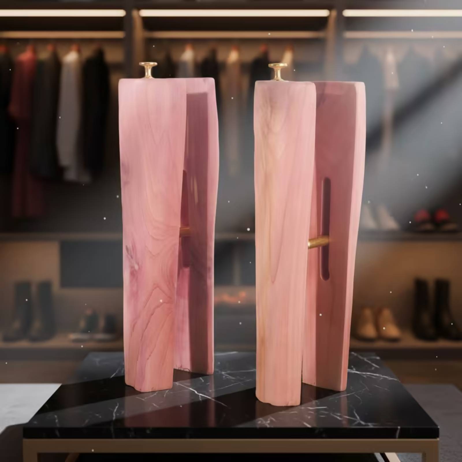 Shoe Tree Cedar - 杉製ブーツストレッチャー 背の高いブーツストレッチャー クローゼット収納用の調節可能な伸縮式