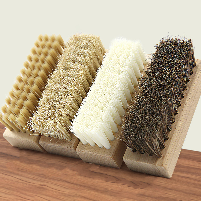Sneaker Cleaning Kit - 豚の毛の靴掃除ブラシ,スニーカーブラシ,竹ハンドルクリーナー,スリッパ,1個