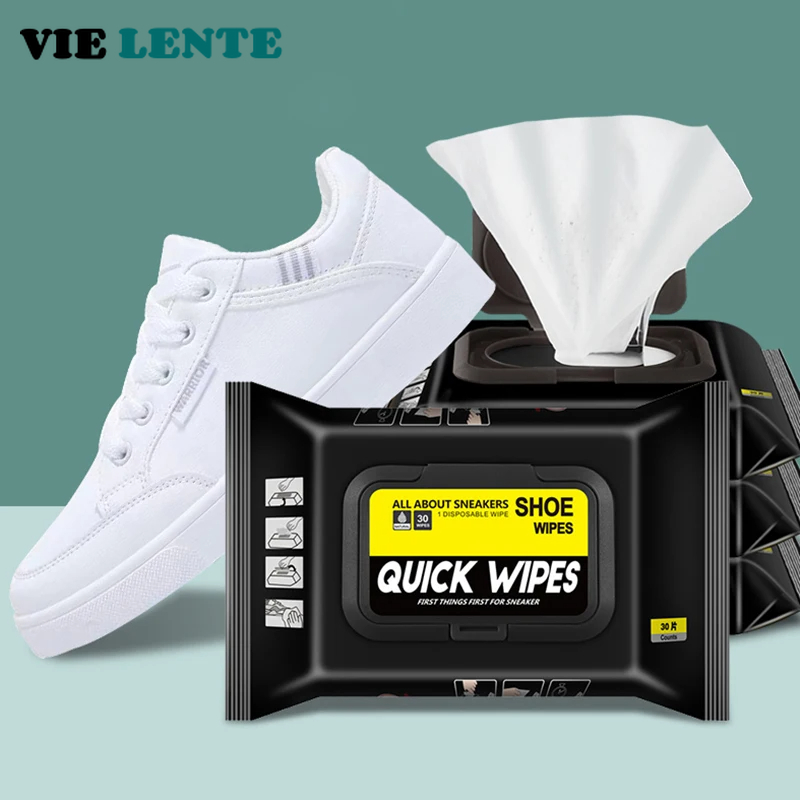 Sneaker Cleaning Kit - 12 個/30 個使い捨て靴クリーンワイプポータブル白靴クリーニングケアワイプスニーカークリーニングクイックウェットワイプ VIE LENTE