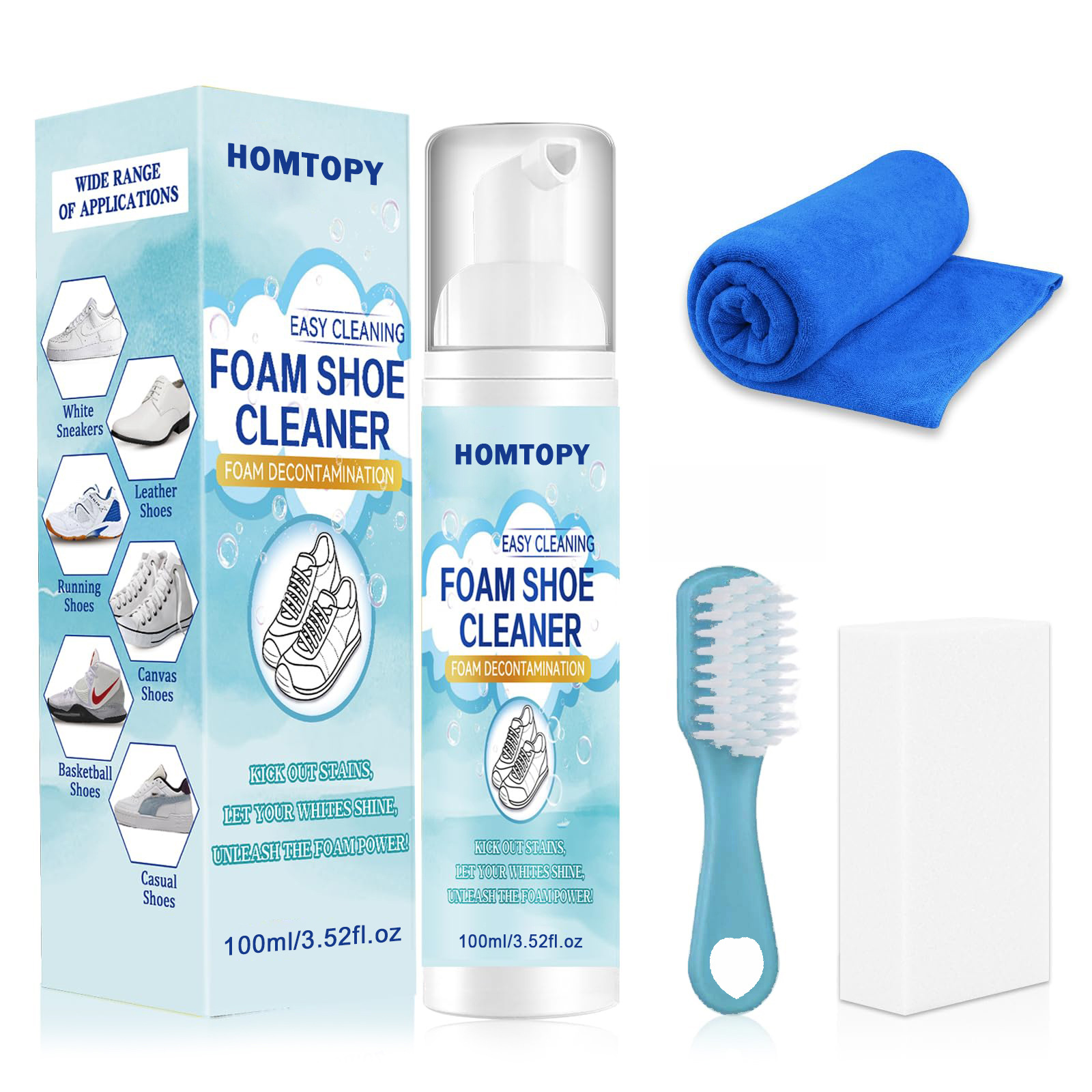 Sneaker Cleaning Kit - 靴クリーニングキット、スニーカークリーナー、汚れや汚れを除去、ブラシとタオル付き、白い靴、レザー、ニット、PU用の靴クリーナー